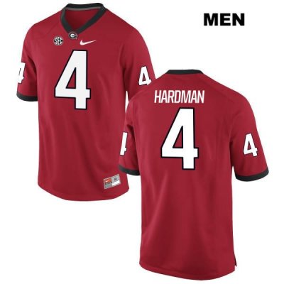 Men's Georgia Bulldogs NCAA #4 Mecole Hardman Nike Stitched Red Authentic College Football Jersey LAX4254HZ